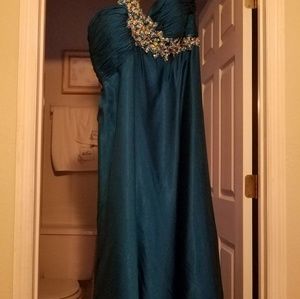 Peacock Colored Plus Size Formal Gown